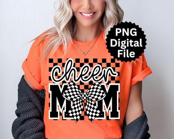 Checkered Coquette Cheer Mom PNG: Cheerleader Team Mom Graphic Cut Files for dtf