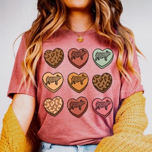 Pig Valentines Day Shirt Vintage Conversation Show Swine Tee Leopard Heart Tshirt V-Day Gift for Stock Show Girl Kids Pig Lover T-Shirt