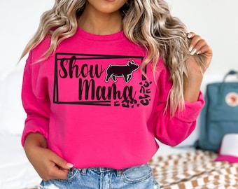 Leopard Pig Show Mama Sweatshirt Hog Stock Show Sweater Swine Breeder Crewneck Stock Show Mom Gift Custom Livestock Pullover Fall Pig Shirt