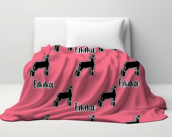Custom Name Stock Show Girl Plush Blanket Gift Show Lamb Soft Throw Christmas Gift for Sheep Show Girl Country Farm Girl Birthday Gift