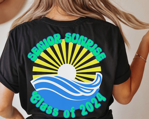 Senior Sunrise Retro Senior Class of 2024 Shirt Senior Season Tshirt Last First Day Tee Neon High School Senior T-Shirt Graduation Shirt