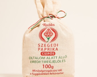 RUBIN Polvo de pimentón húngaro caliente de la región de Szeged (D.O.P.) en bolsa de regalo 1kg / 35.3oz