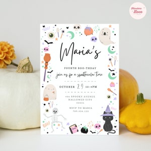 Easy Editable Pink Halloween Birthday Invitation Halloween Invite Spooktacular Halloween Party Birthday Invitation Instant Download