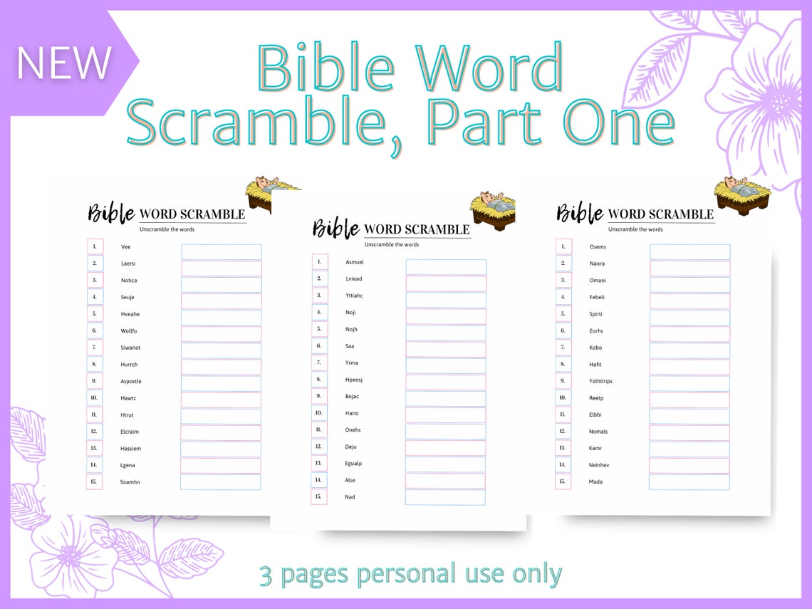 Bible Word Scramble 1 Christian Game Bible Study Activity Scramble ...