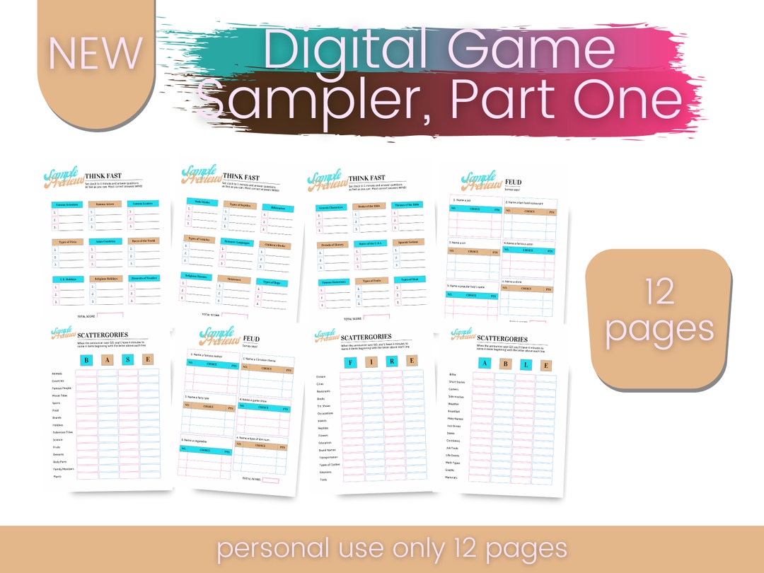 Sample Digital Games Part One | Think Fast, Feud, Scattergories | Fun ...