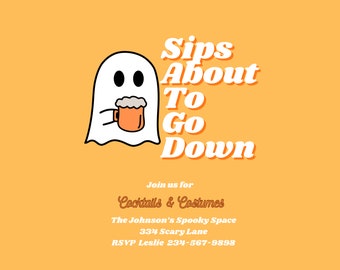 Cocktails & Costumes Halloween Party Invitation Template