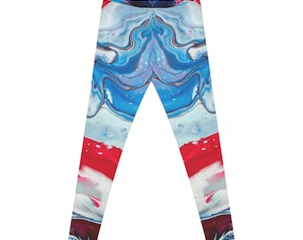 Woman Red White And Blue Leggings