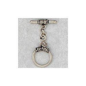 Sterling Silver Oxidized, 15.1mm Width by 3.7mm Length by 20.7mm Height, Fancy Circle Toggle Clasp Ring . Quantity Per Pack: 2 Pairs.