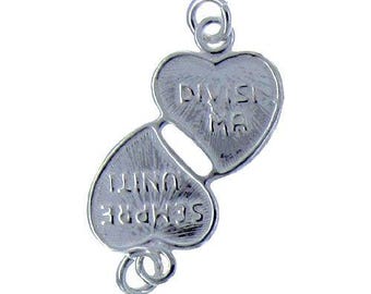 Sterling Silber, 12.4 mm Breite mal 1.2 mm Länge mal 26.2 mm Höhe, 2 Herz Anhänger. Menge pro Packung: 1 Stück.
