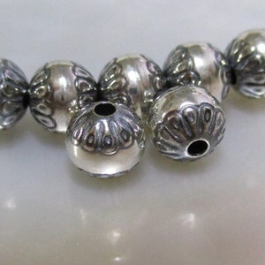 6mm 8 mm 10 mm 12 mm 14 mm 925 Sterling Silver Pattern Navajo Pearls, Oxidized Seamless Round Beads Spacers.