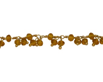 Brass Gold Plated 3.1mm Width by 2.79mm Length Natural Hand Cut Citrine Stone, With Two of 3.1mm Width by 2.79mm . Price per: 1 Inch.