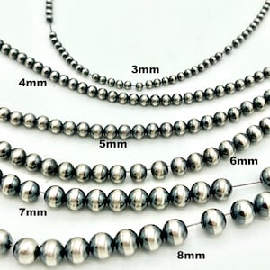 Navajo Pearl style graduated sterling silver beads necklace. 20” by A.S