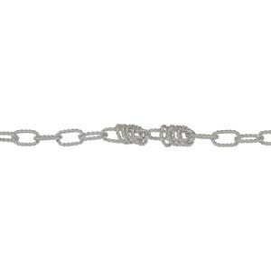 Sterling Silver Seven of 4.3mm Width by 7.3mm Length Twisted Rectangulars Connected to One of Smooth Rectangular. Price per: 1 Foot.