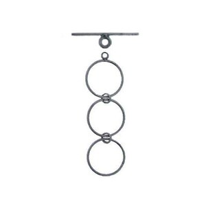 Sterling Silver Oxidized 9.8mm Width / Length, Plain Circle Toggle Clasp Ring with Two 9.8mm Extender Links. Quantity Per Pack: 5 Pairs.