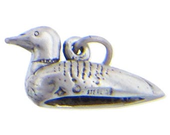 Sterling Silber, 19,9 mm Breite mal 8,0 mm Länge mal 9,8 mm Höhe, Seetaucher Charm. Menge pro Packung: 1 Stück.