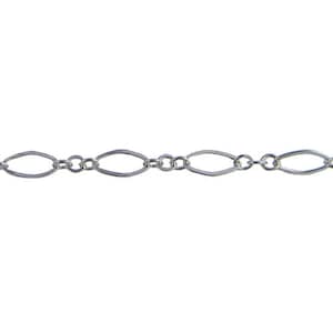 Sterling Silver Three of 2.4mm Width by 3.0mm Length Smaller Oval Links With Middle Oval Link being Flat one, Followed . Price per: 1 Foot.
