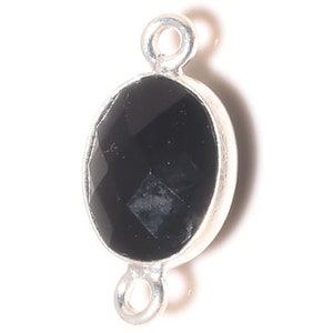 Sterling Silver 8.0mm Width / Length, Black Onyx Stone, Round Connector with 3.3mm Closed Ring on each side. Quantity Per Pack: 1 Piece.