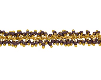 Brass Gold Plated 1.7mm Width by 2.35mm Length Cable Chain, With Two of 2.0mm Width / Length Sugilite Shade . Price per: 1 Inch.