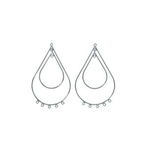 Sterling Silver, 32.6mm Width by 0.8mm Length by 53.3mm Height, 5 Strand Double Tear Drop Chandelier . Quantity Per Pack: 2 Pieces.