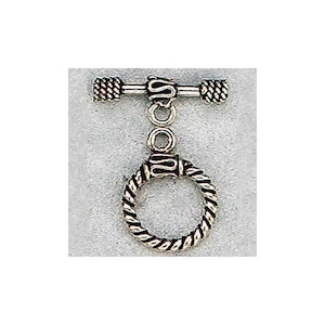 Sterling Silver Oxidized 14.3mm Width / Length, Twisted Toggle Clasp Ring with 1.4mm Width by 21.7mm . Quantity Per Pack: 4 Pairs.