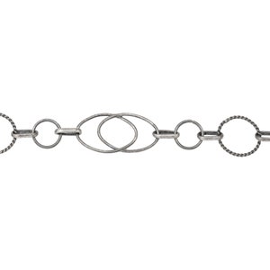 Sterling Silver Oxidized Two of 10.5mm Width by 16.0mm Length Oval Links Overlapping And Soldered . Price per: 1 Foot.