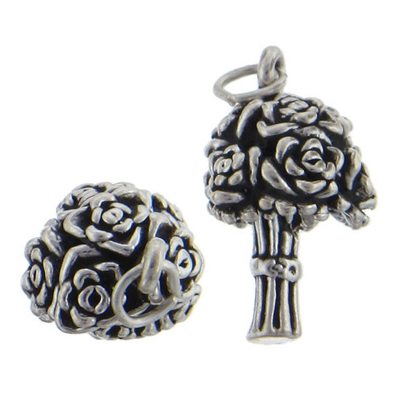 Sterling Silver 13.8 mm Antiqued Lotus Flower Charm Pendant Sterling Silver 13.8 mm Antiqued Lotus Flower Charm Pendant