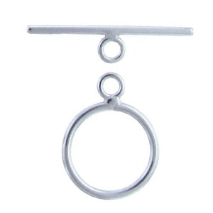 Sterling Silver, 14.8mm Width by 1.3mm Length by 19.4mm Height, Plain Circle Toggle Clasp Ring and 23.1mm. Quantity Per Pack: 2 Pairs.