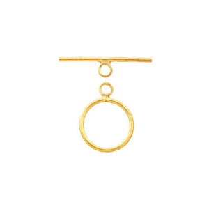 Sterling Silver Gold Plated, 11.9mm Width by 1.1mm Length by 16.1mm Height, Plain Circle Toggle Clasp Ring. Quantity Per Pack: 2 Pairs.