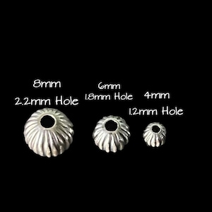 Navajo Pearl, Navajo Corrugated Round, 4mm, 6mm, 8mm, Sterling Silver Navajo Round Spacer Bead, 1 Piece