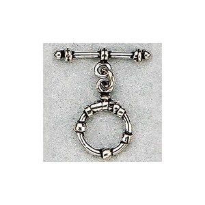 Sterling Silver Oxidized, 15.6mm Width by 3.2mm Length by 19.1mm Height, Fancy Circle Toggle Clasp Ring . Quantity Per Pack: 2 Pairs.