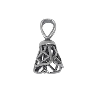 Sterling Silver Oxidized 9.6mm Filigree Screw Eye Bail with 5.1mm Width by 7.1mm. Quantity per pack - 2 Pieces.
