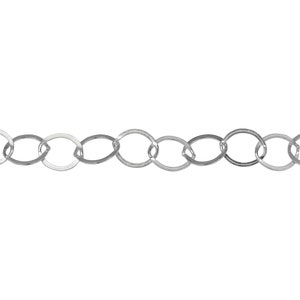 Sterling Silver 7.2mm Width by 7.8mm Length, Flat Circle Chain. Price per: 1 Foot.