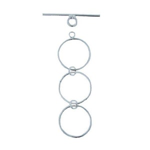 Sterling Silver 14.3mm Width / Length, Plain Circle Toggle Clasp Ring with Two 14.3mm Extender Links, and 1.1mm. Quantity Per Pack: 4 Pairs.