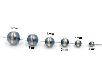 Navajo round pearl smooth  bead jewelry making Loose Navajo Pearls, Navajo Beads, Sterling Silver 2mm To 16 mm..