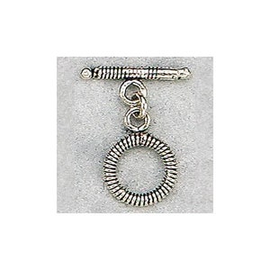 Sterling Silver Oxidized, 13.7mm Width by 2.7mm Length by 18.0mm Height, Twisted Circle Toggle Clasp Ring. Quantity Per Pack: 2 Pairs.