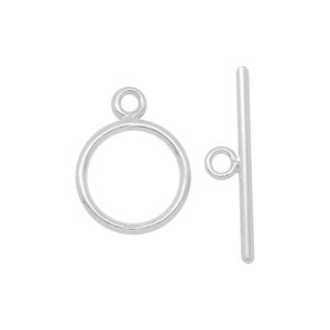 Sterling Silver 16.0 Gauge, 11.7mm Width / Length, Smooth Circle Toggle Clasp Ring, With 1.1mm Width. Quantity Per Pack: 10 Pairs.