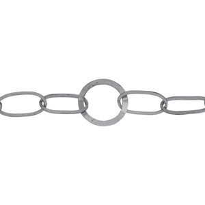 Sterling Silver Rhodium Plated Three of 8.2mm by 17.0mm Square Wire Elongated Oval Links . Price per: 1 Foot.