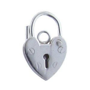 Sterling Silver 9.85mm Width by 15.25mm Length by 2.77mm Thick, Heart Pad Lock Clasp . Quantity Per Pack: 1 Pieces.