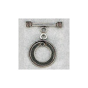 Sterling Silver Oxidized, 13.8mm Width by 2.2mm Length by 18.3mm Height, Twisted Circle Toggle Clasp Ring. Quantity Per Pack: 5 Pairs.