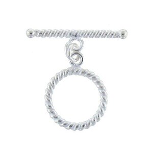 Sterling Silver, 11.2mm Width by 1.5mm Length by 14.6mm Height, Twisted Circle Toggle Clasp Ring and 17.8mm . Quantity Per Pack: 1 Pair.