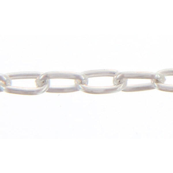 Sterling Silver 1.72mm Width by 3.50mm Length, Smooth Oval Cable Chain. Price per: 1 Foot.