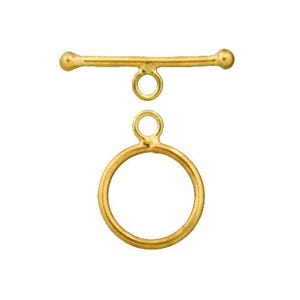 Sterling Silver Gold Plated, 14.7mm Width by 19.2mm Height, Plain Circle Toggle Clasp Ring and 22.1mm . Quantity Per Pack: 2 Pairs.