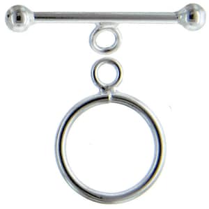 Sterling Silver 16.9mm Width / Length Plain Circle Toggle Clasp Ring and 1.5mm Width by 26.6mm . Quantity Per Pack: 1 Pairs.