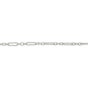 Sterling Silver Three of 1.7mm Width by 2.3mm Length Smaller Oval Links With Middle Link Being Corrugated Oval Link. Price per: 1 Foot.
