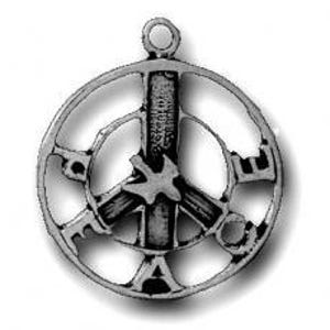May include: Silver peace sign charm with a dove inside and the word "peace" spelled out around the edge.