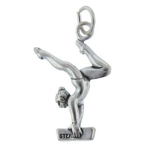 Sterling Silver, 15.9mm Width by 4.6mm Length by 23.7mm Height, Gymnast Charm.