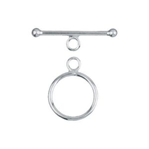 Sterling Silver, 12.1mm Width by 1.3mm Length by 16.0mm Height, Plain Circle Toggle Clasp Ring and 18.4mm. Quantity Per Pack: 2 Pairs.