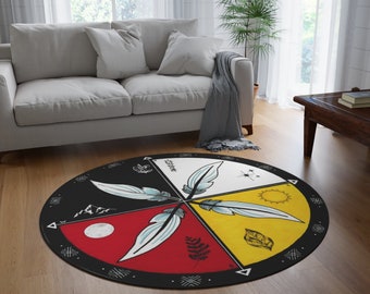 Medicine Wheel Mandala Round Rug