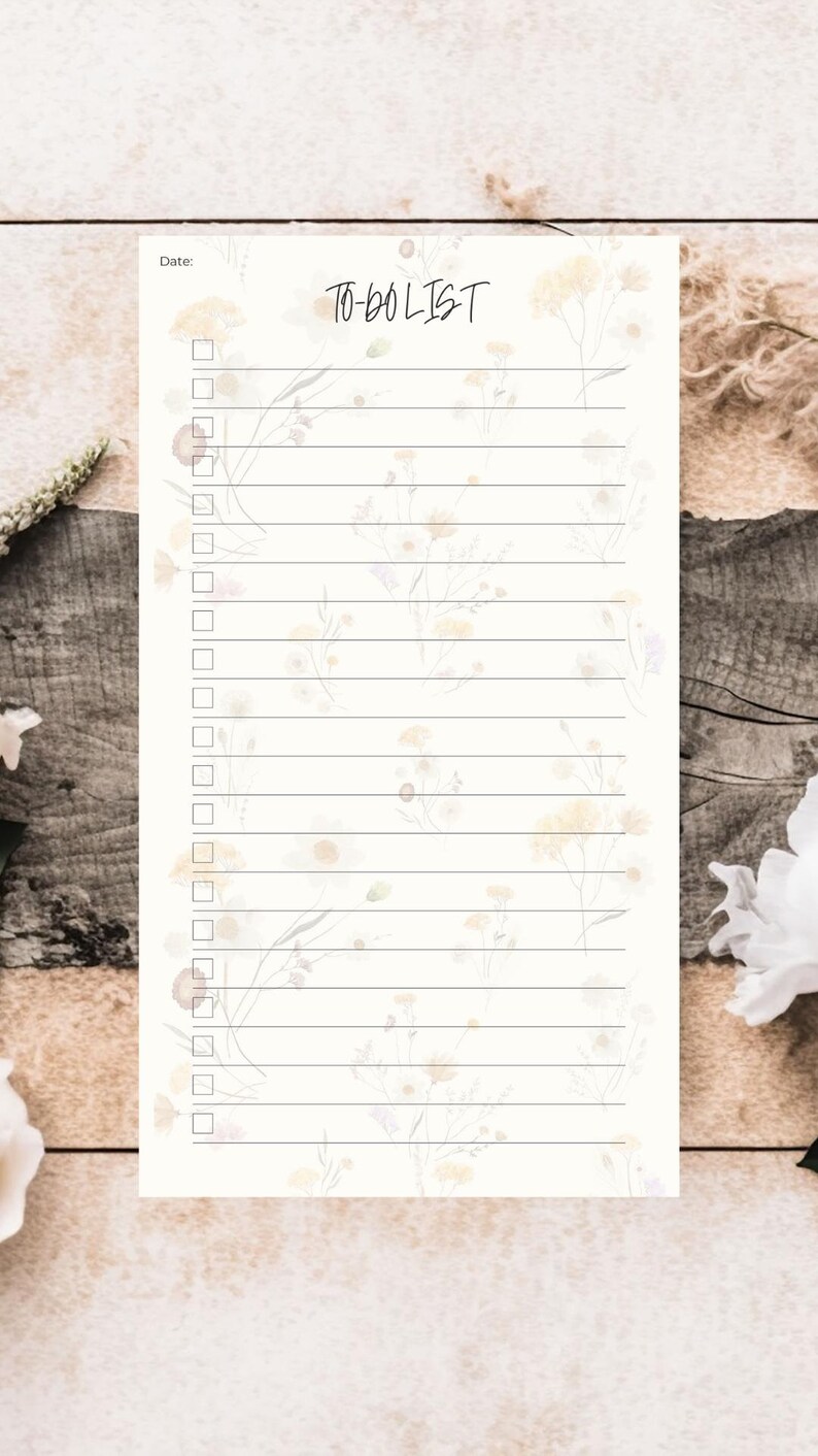 Instant Download | Digital Printable To-do List | Floral Todo List ...