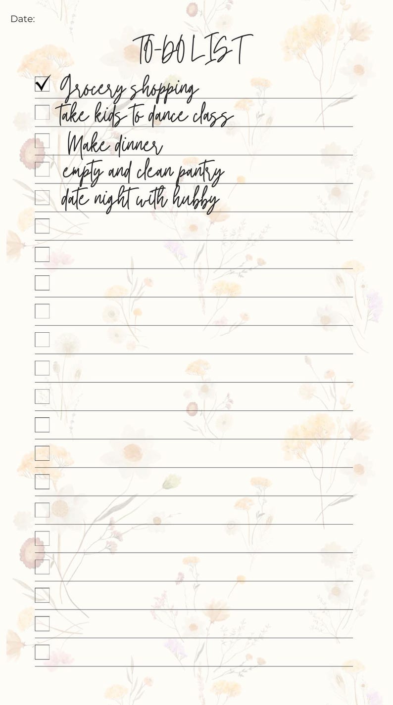 Instant Download | Digital Printable To-do List | Floral Todo List ...